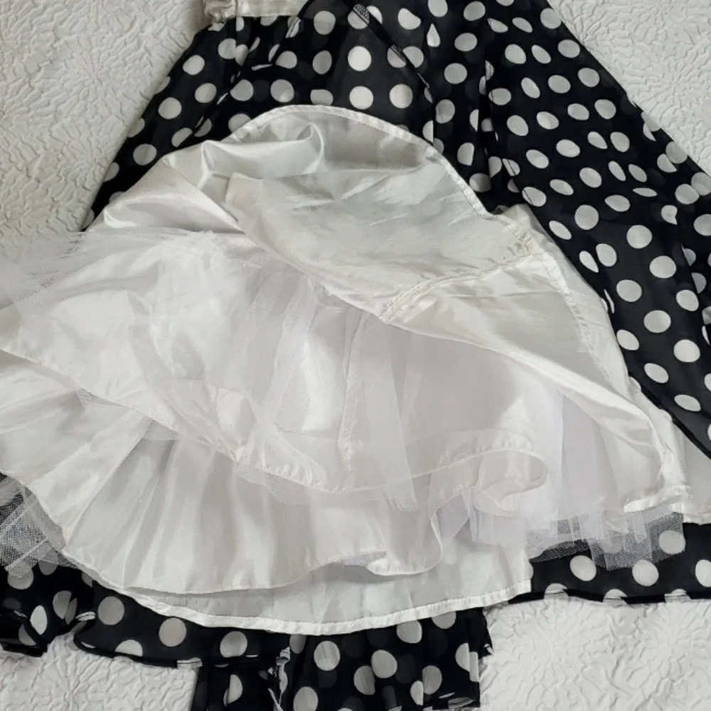 Sugar Plum Girls Polka Dot White Flower Strap Kids Dress Size 8